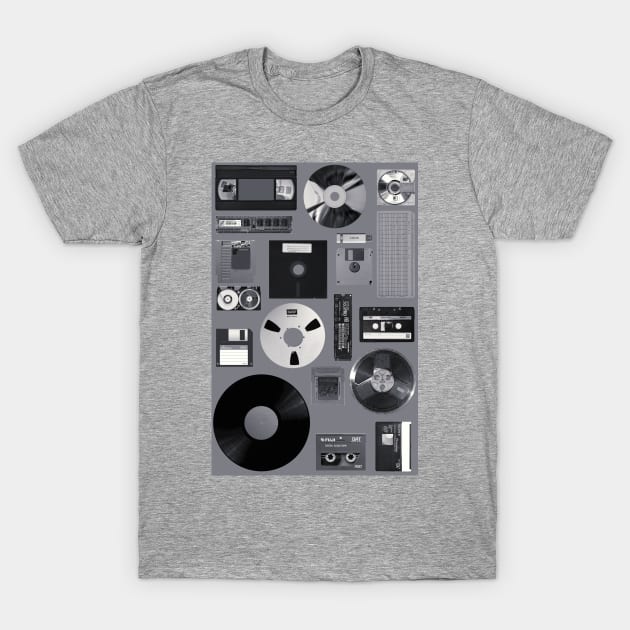 All kinds of storage media data storage T-Shirt by Quentin1984